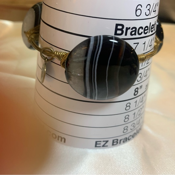 Bourbon & Bowties stone and wire bangle-Black/Grey - Picture 3 of 8